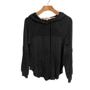 Rewind Hooded Top Women's Size Extra Small Black Lace NWT